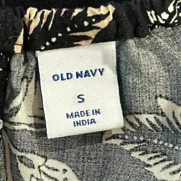 Old Navy Women Romper Sz S Black Tan Sleeveless Split Back Pockets Shorts Summer - Picture 8 of 13